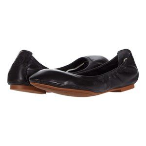 NIB Tory Burch Eddie Leather Ballet Flat BLACK Gold US 8 AUTHENTIC